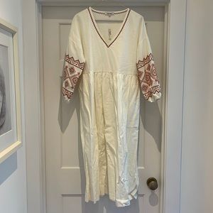 NWT Linen/Cotton Embroidered Maxi - MADEWELL - size small